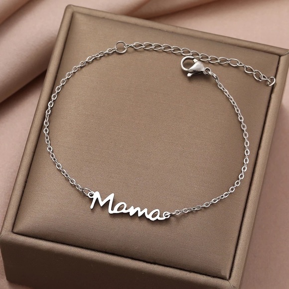 Mother’s Day Mama letter Charm with Chain Link gold silver & rose gold Bracelet - Picture 1 of 16
